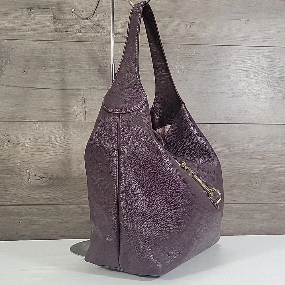 Dooney & Bourke Purple Pebble Leather Hobo Shoulder Bag